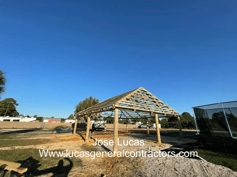 Wood and thatch ceiling detail